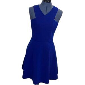 Express royal blue cross bust racer back fit and flare skater dress size 8
